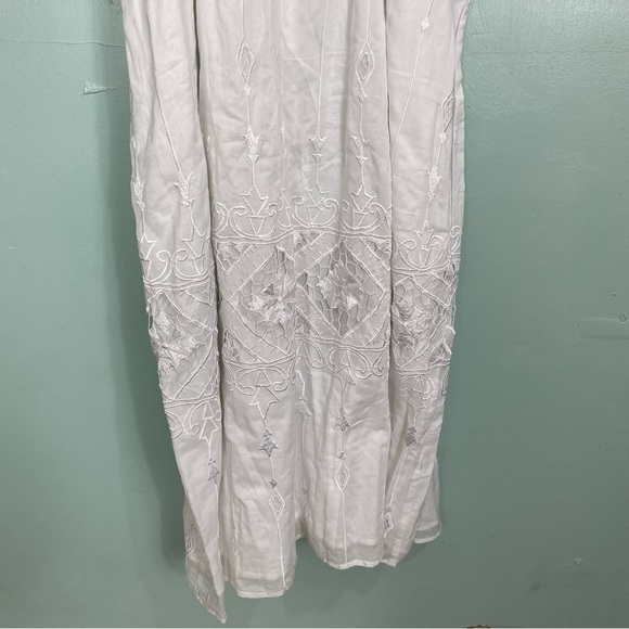 All that‎ Remains Limited Edition White Midi Embroidered Dress Floral Sz 8 - Picture 7 of 10